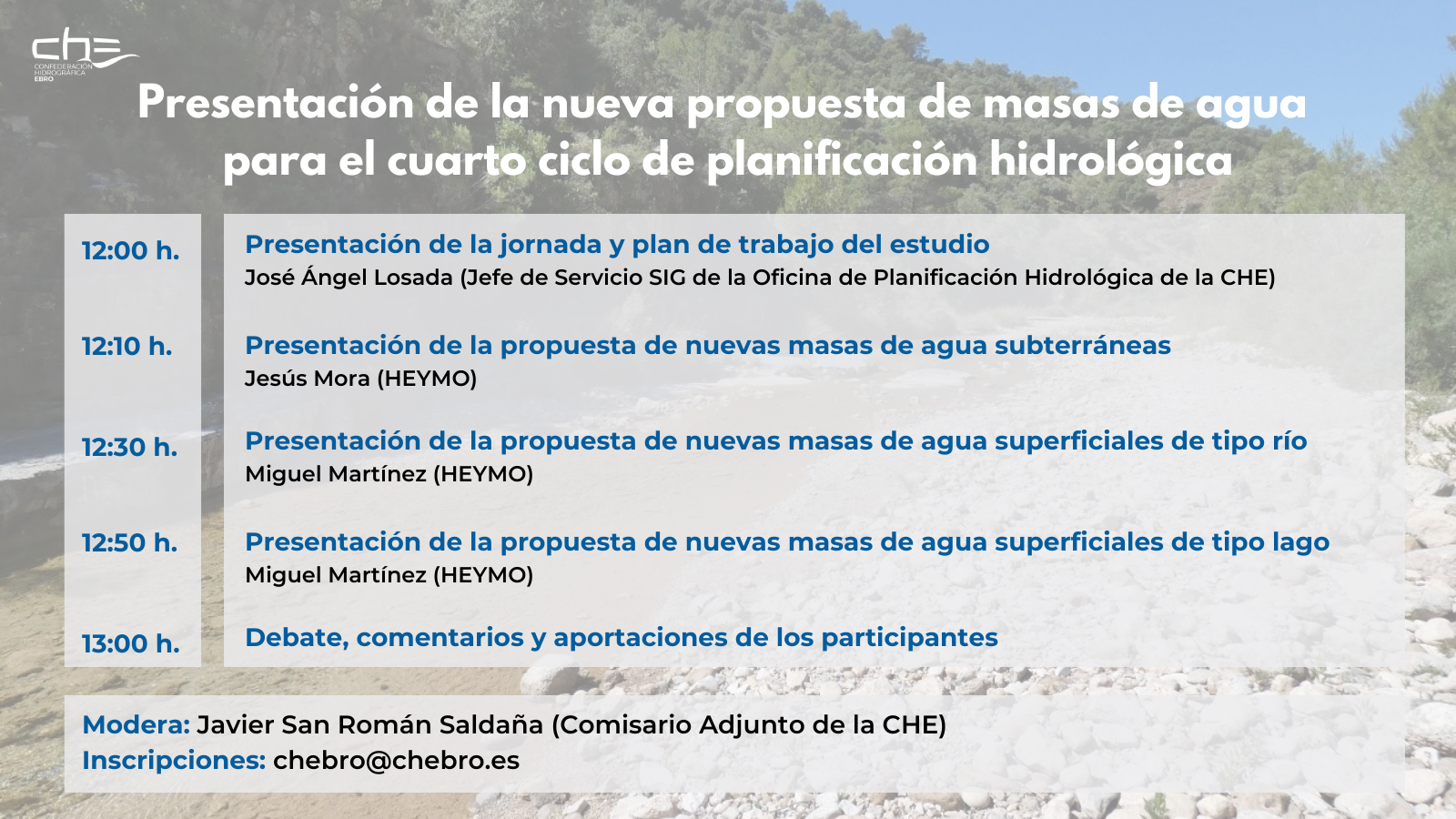 La CHE organiza una jornada para presentar las nuevas masas de agua de la cuenca - Imagen 0