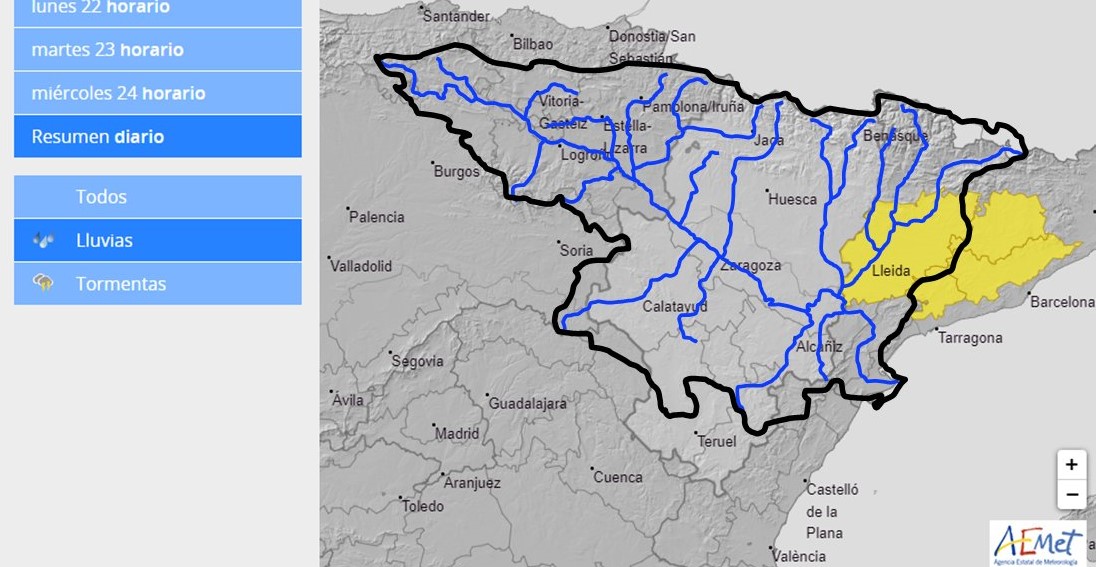 La CHE intensifica la vigilancia por posibles lluvias intensas en el extremo oriental de la Cuenca