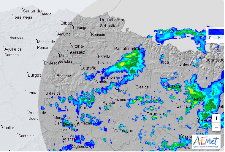 La CHE mantiene la vigilancia por lluvias intensas en Navarra, La Rioja y Soria (Castilla León)