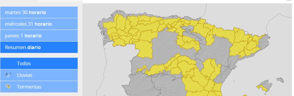 La CHE intensifica la vigilancia por lluvias intensas en la mitad norte de la cuenca del Ebro, el bajo Segre y en la Ibérica riojana, soriana, Moncayo y sistema Ibérico oriental