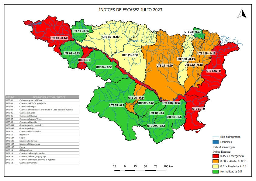 La CHE publica los indicadores de sequía y escasez del mes de julio de 2023