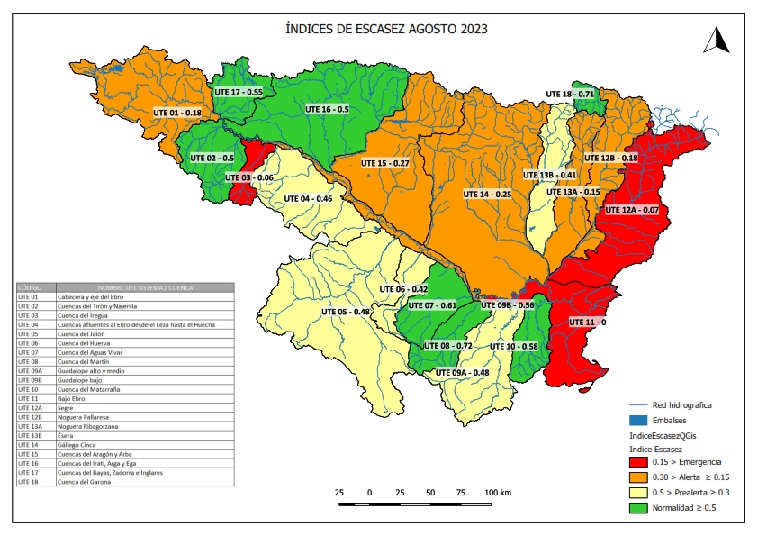 Publicados los indicadores de sequía y escasez correspondientes a Agosto 2023 Publicados los indicadores de sequía y escasez correspondientes a Agosto 2023