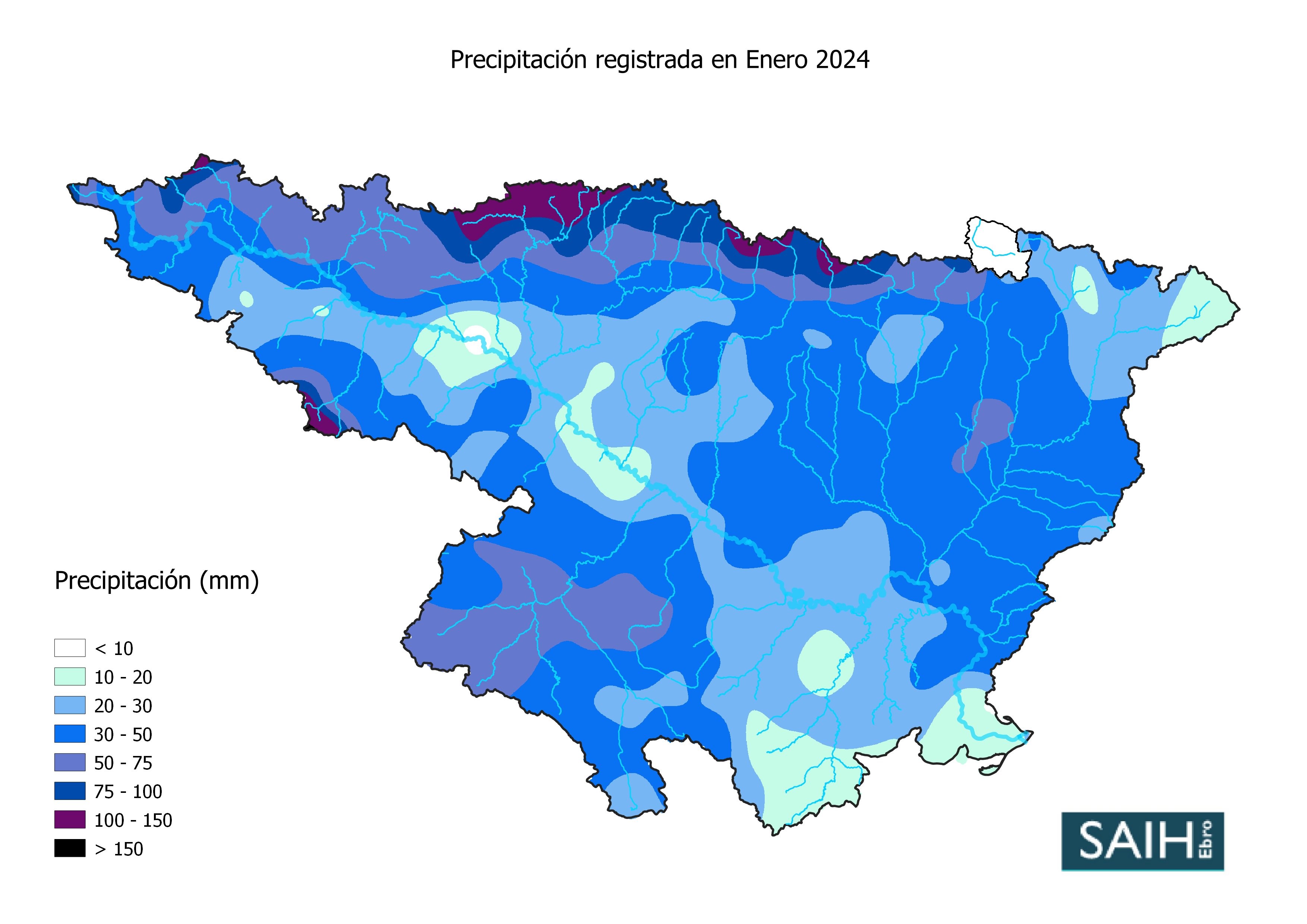La CHE publica los mapas de pluviometría de enero de 2024 La CHE publica los mapas de pluviometría de enero de 2024