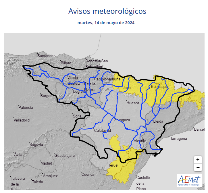 AVISO HIDROLÓGICO - Debido a las lluvias, se intensifica la vigilancia en el sureste de la Cuenca, en Teruel y Castellón y se recuerda la posibilidad de crecidas súbitas en barrancos y cauces menores