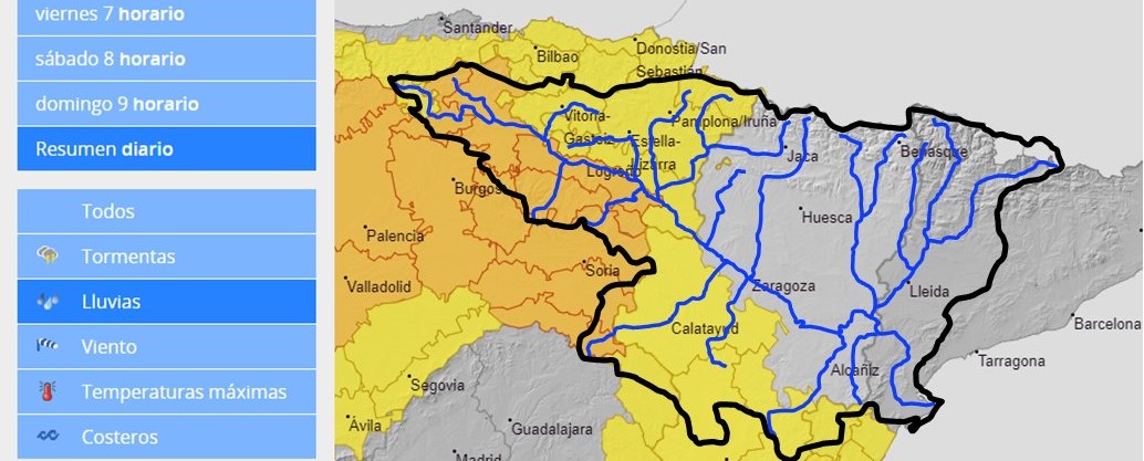 AVISO HIDROLÓGICO - Debido a las lluvias, se intensifica la vigilancia en cauces menores y barrancos de Cantabria, Castilla y León (Burgos y Soria), Álava, La Rioja, Castilla la Mancha, Zaragoza, Teruel y Castellón AVISO HIDROLÓGICO - Debido a las lluvias, se intensifica la vigilancia en cauces menores y barrancos de Cantabria, Castilla y León (Burgos y Soria), Álava, La Rioja, Castilla la Mancha, Zaragoza, Teruel y Castellón