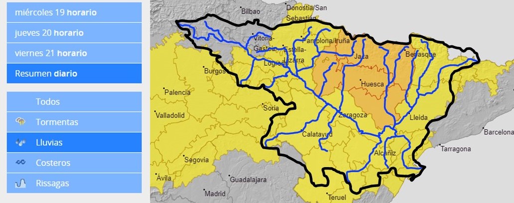 AVISO HIDROLÓGICO - Debido a las lluvias, se ha superado el umbral amarillo de incremento de caudal en la estación de aforo Asabón, en Huesca AVISO HIDROLÓGICO - Debido a las lluvias, se ha superado el umbral amarillo de incremento de caudal en la estación de aforo Asabón, en Huesca