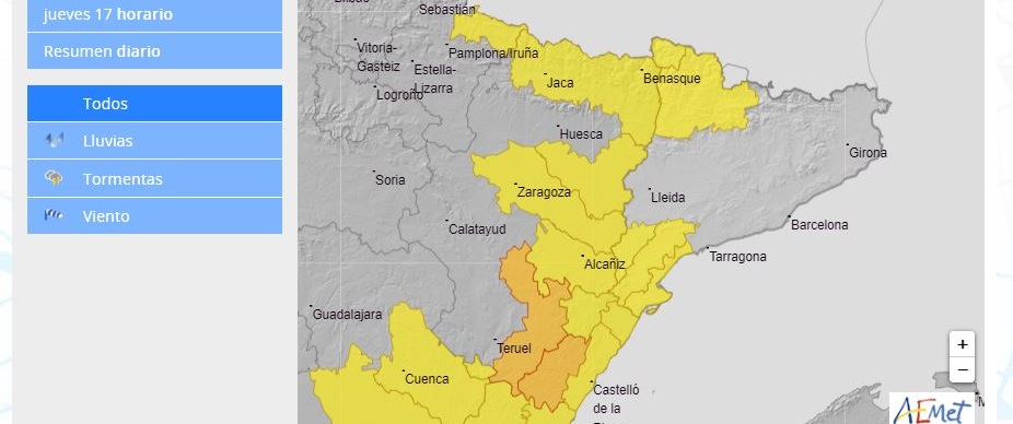 AVISO HIDROLÓGICO-La CHE intensifica la vigilancia y recuerda la posibilidad de crecidas de carácter local en cauces menores y barrancos, en puntos de Navarra, Aragón, Lleida, Tarragona y Castellón AVISO HIDROLÓGICO-La CHE intensifica la vigilancia y recuerda la posibilidad de crecidas de carácter local en cauces menores y barrancos, en puntos de Navarra, Aragón, Lleida, Tarragona y Castellón